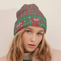 ScotsTee Shop Scottish Dunbar Ancient Tartan Plaid Christmas Deer Snowman Snowflake Bell Knit Beanie