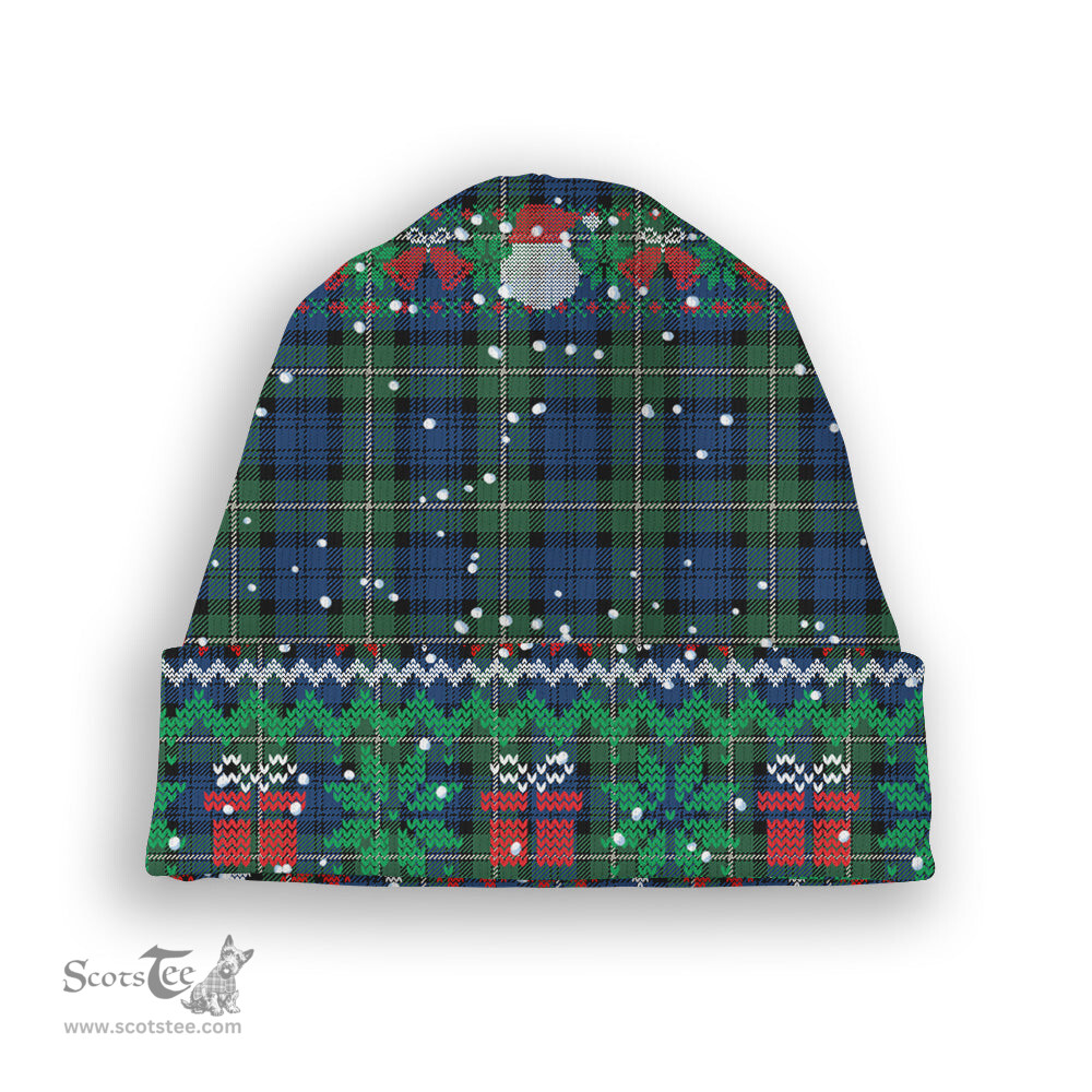 ScotsTee Shop Scottish Forbes Ancient Tartan Plaid Christmas Deer Snowman Snowflake Bell Knit Beanie