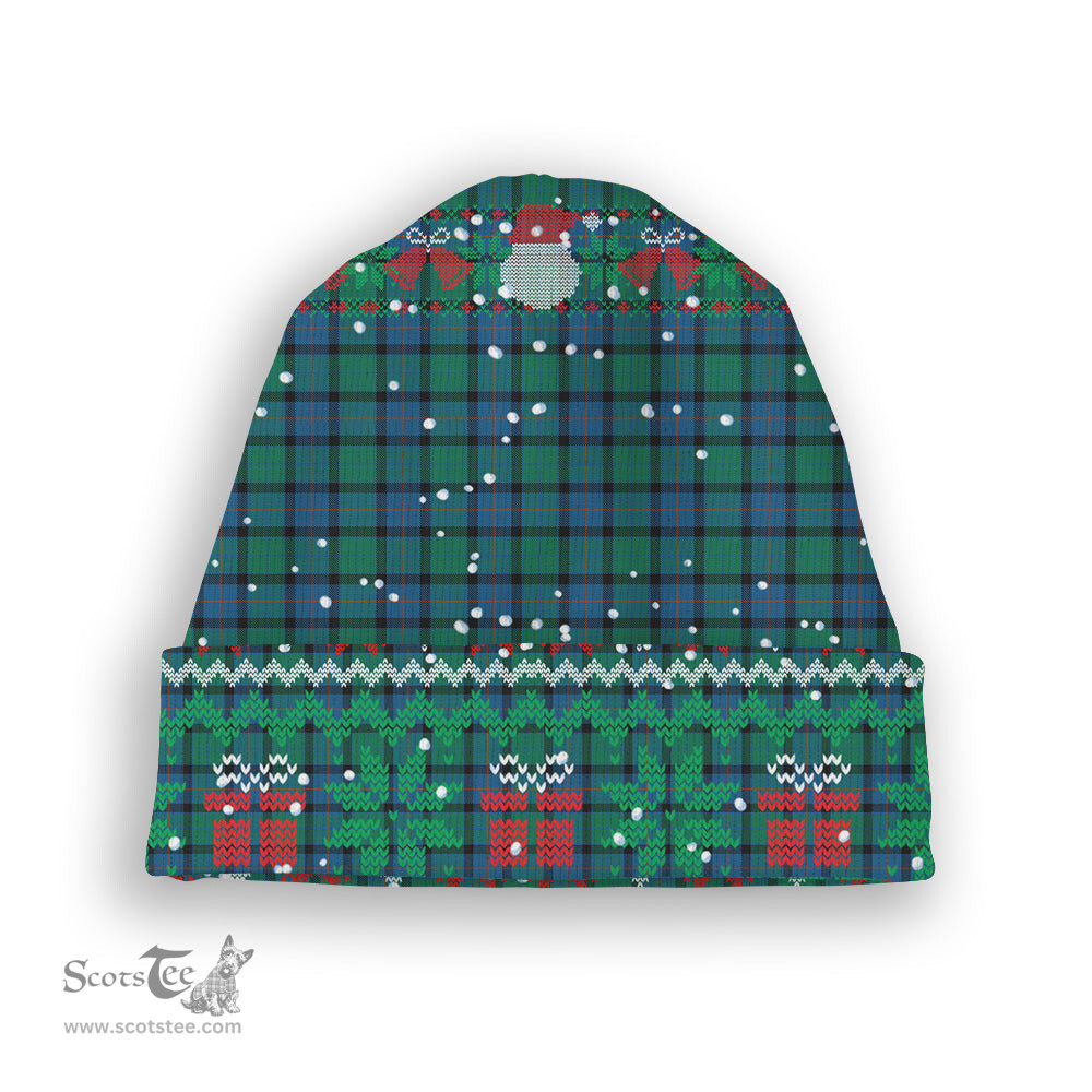 ScotsTee Shop Scottish Flower Of Scotland Tartan Plaid Christmas Deer Snowman Snowflake Bell Knit Beanie