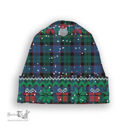 ScotsTee Shop Scottish Fergusson of Balquhidder Modern Tartan Plaid Christmas Deer Snowman Snowflake Bell Knit Beanie