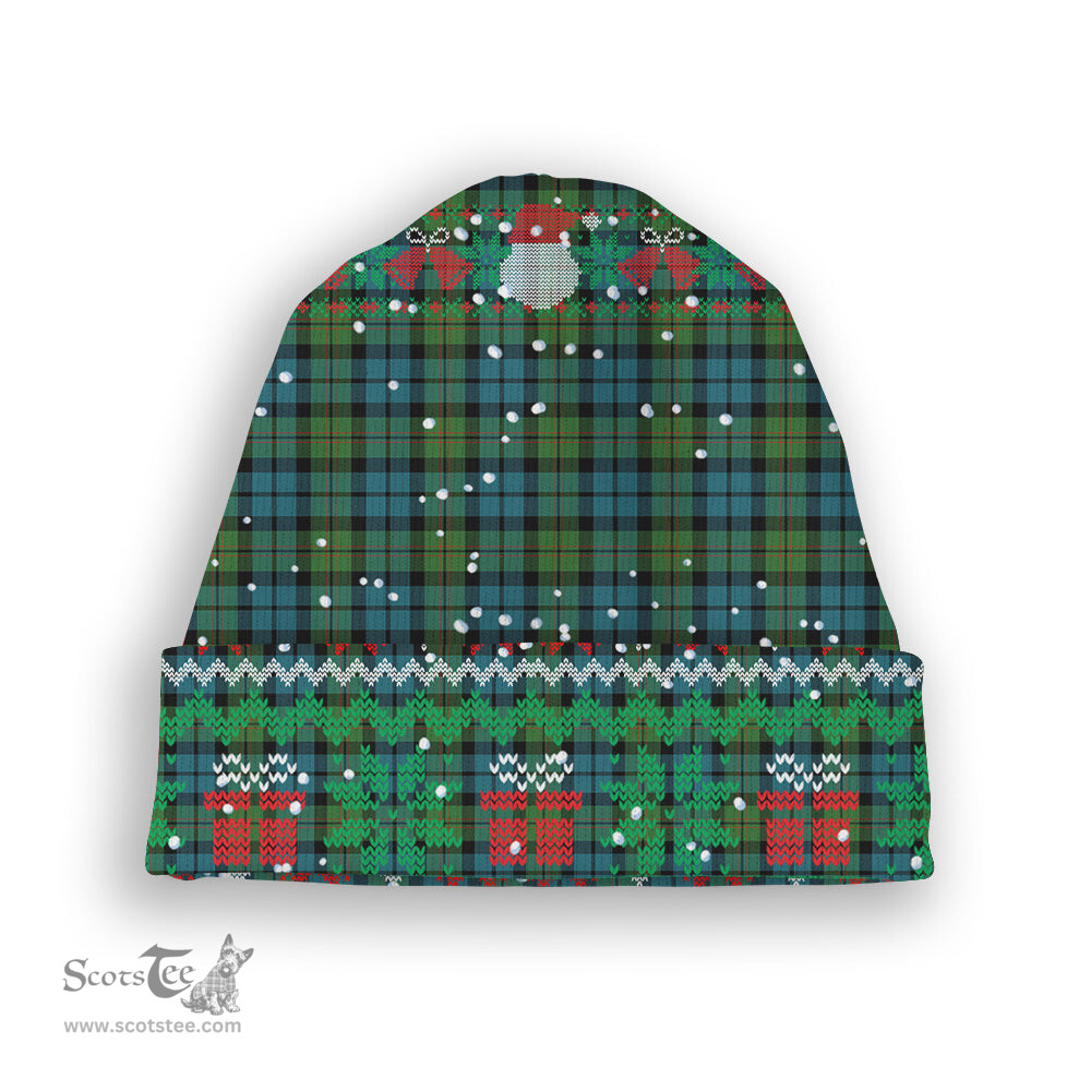 ScotsTee Shop Scottish Dundas Ancient Tartan Plaid Christmas Deer Snowman Snowflake Bell Knit Beanie