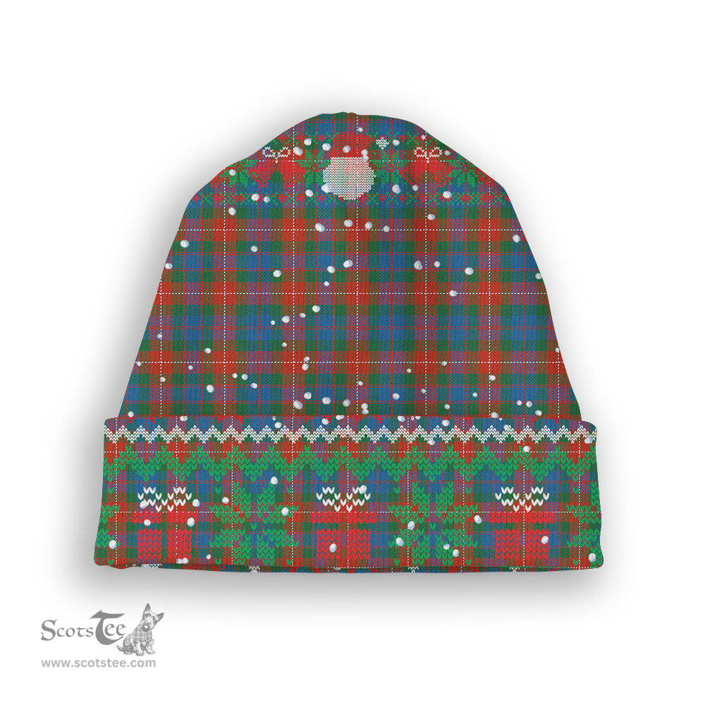 ScotsTee Shop Scottish Fraser of Lovat Ancient Tartan Plaid Christmas Deer Snowman Snowflake Bell Knit Beanie