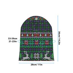 ScotsTee Shop Scottish Ferguson of Balquhidder Tartan Plaid Christmas Deer Snowman Snowflake Bell Knit Beanie