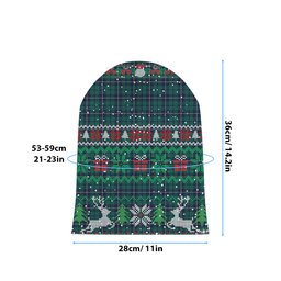 ScotsTee Shop Scottish Douglas Green Modern Tartan Plaid Christmas Deer Snowman Snowflake Bell Knit Beanie