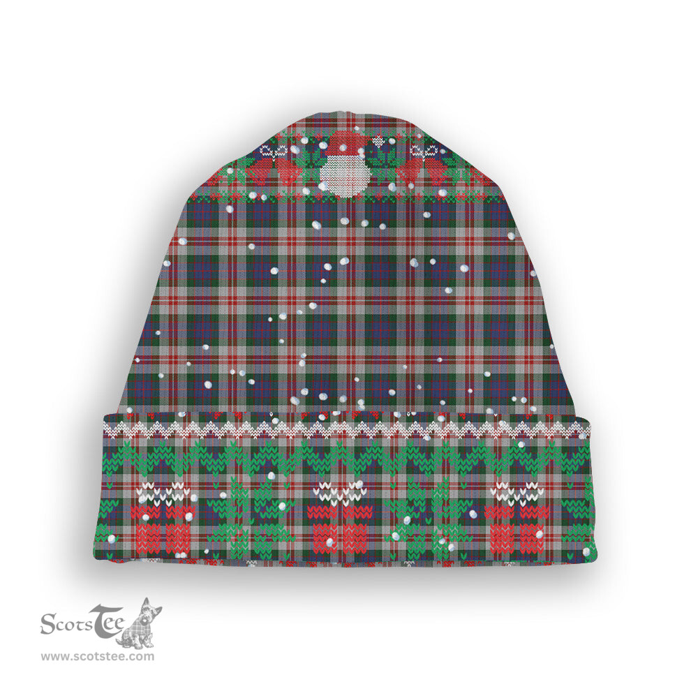 ScotsTee Shop Scottish Fraser Red Dress Tartan Plaid Christmas Deer Snowman Snowflake Bell Knit Beanie