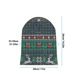 ScotsTee Shop Scottish Elphinstone Tartan Plaid Christmas Deer Snowman Snowflake Bell Knit Beanie