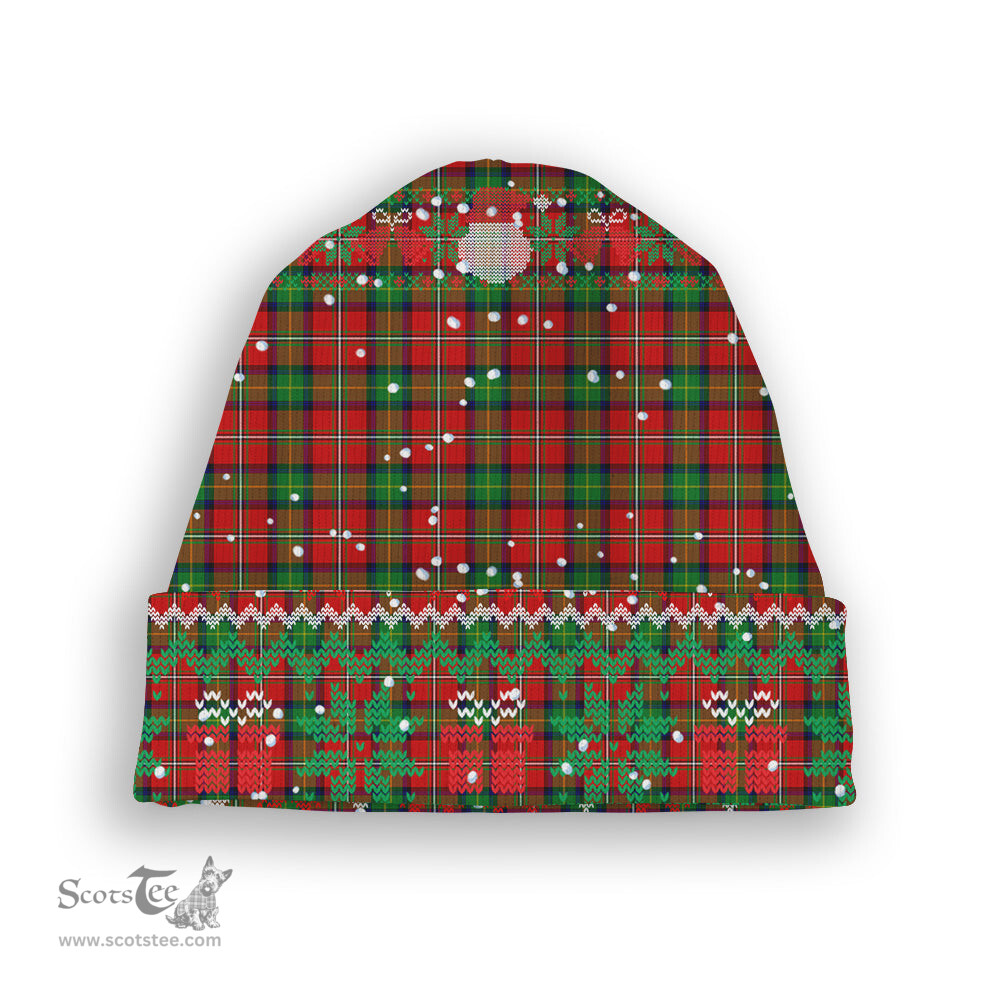 ScotsTee Shop Scottish Fairlie Modern Tartan Plaid Christmas Deer Snowman Snowflake Bell Knit Beanie