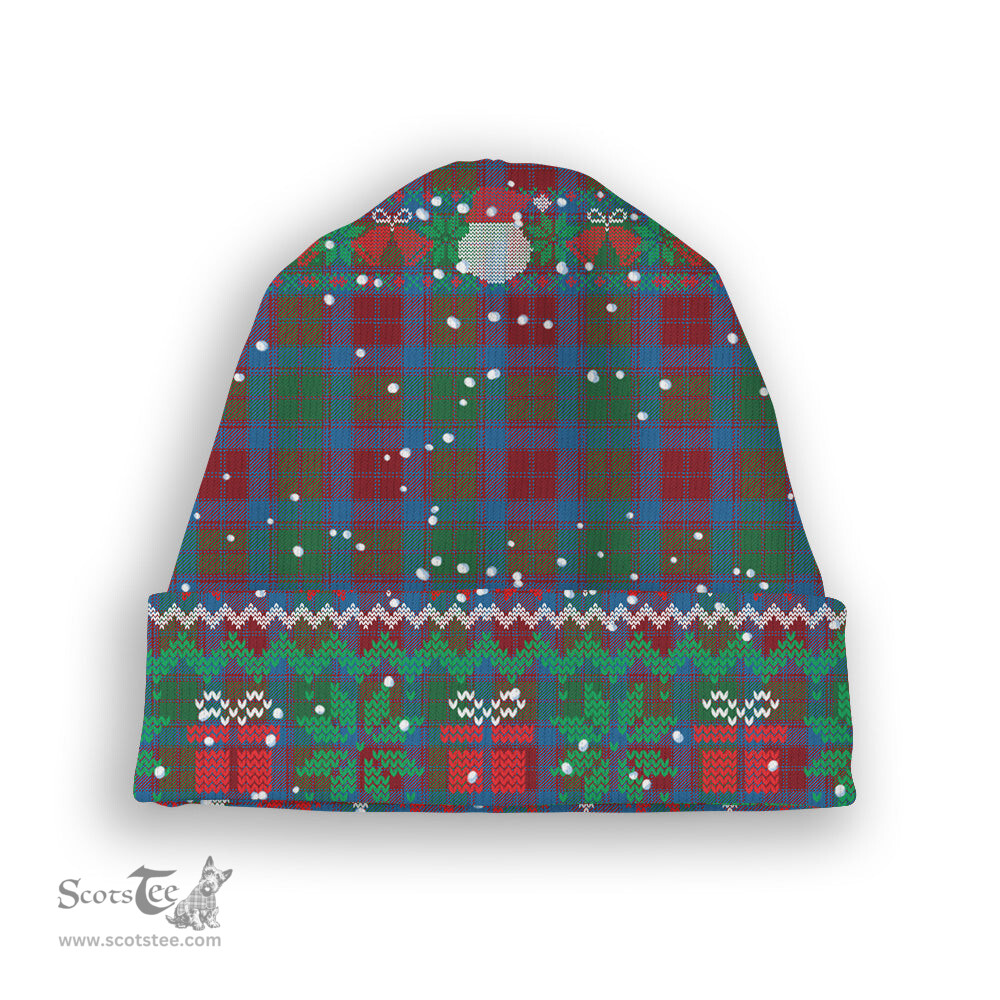 ScotsTee Shop Scottish Fraser of Altyre Ancient Tartan Plaid Christmas Deer Snowman Snowflake Bell Knit Beanie
