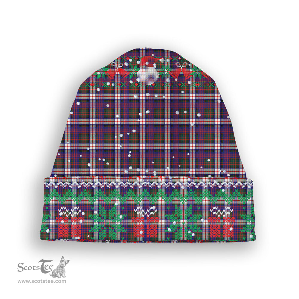 ScotsTee Shop Scottish Donald Dress Modern Tartan Plaid Christmas Deer Snowman Snowflake Bell Knit Beanie