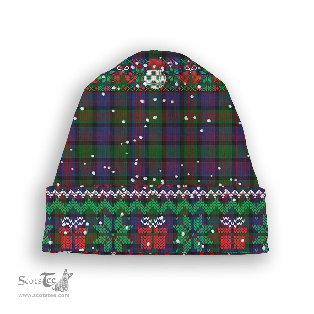 ScotsTee Shop Scottish Donald Tartan Plaid Christmas Deer Snowman Snowflake Bell Knit Beanie