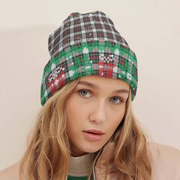 ScotsTee Shop Scottish Dennistoun Tartan Plaid Christmas Deer Snowman Snowflake Bell Knit Beanie