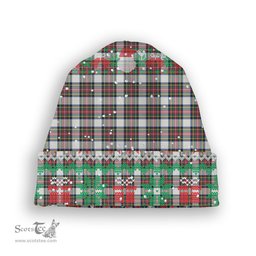 ScotsTee Shop Scottish Dennistoun Tartan Plaid Christmas Deer Snowman Snowflake Bell Knit Beanie