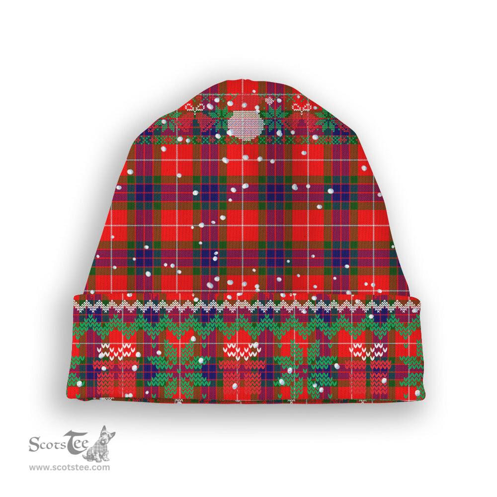 ScotsTee Shop Scottish Fraser Modern Tartan Plaid Christmas Deer Snowman Snowflake Bell Knit Beanie