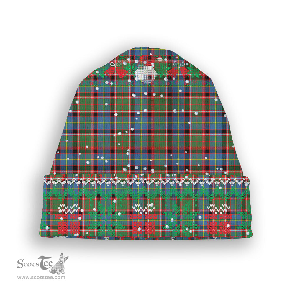 ScotsTee Shop Scottish Glass Tartan Plaid Christmas Deer Snowman Snowflake Bell Knit Beanie