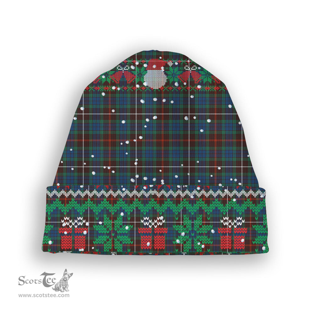 ScotsTee Shop Scottish Fraser Hunting Ancient Tartan Plaid Christmas Deer Snowman Snowflake Bell Knit Beanie