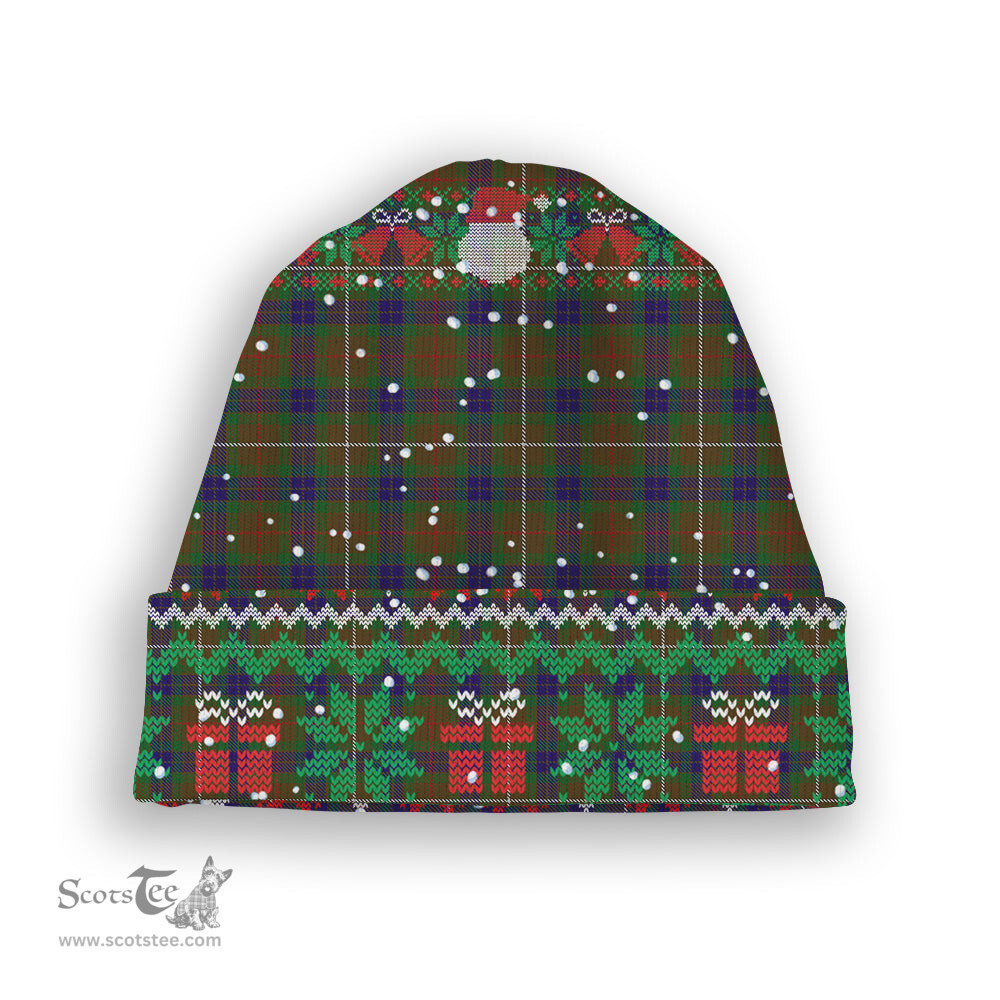 ScotsTee Shop Scottish Fraser Hunting 1 Tartan Plaid Christmas Deer Snowman Snowflake Bell Knit Beanie
