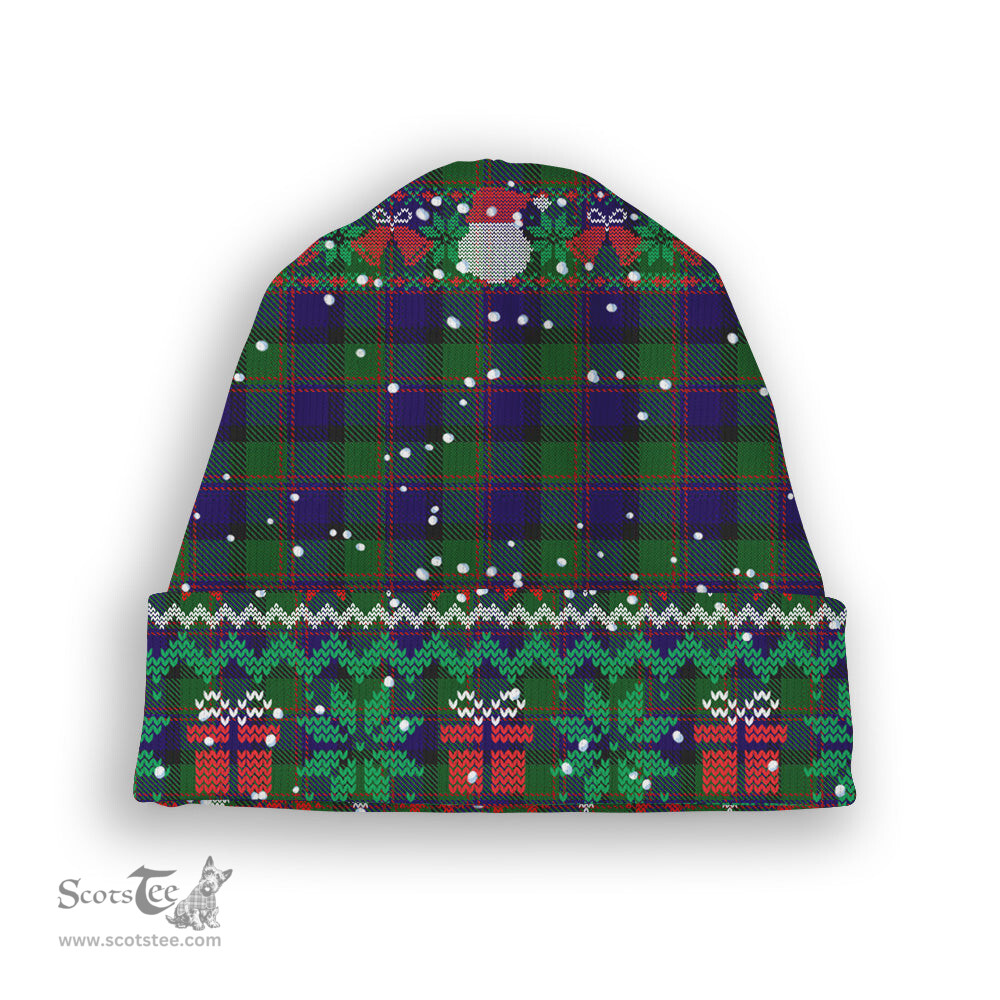 ScotsTee Shop Scottish Gammell 1978 Tartan Plaid Christmas Deer Snowman Snowflake Bell Knit Beanie
