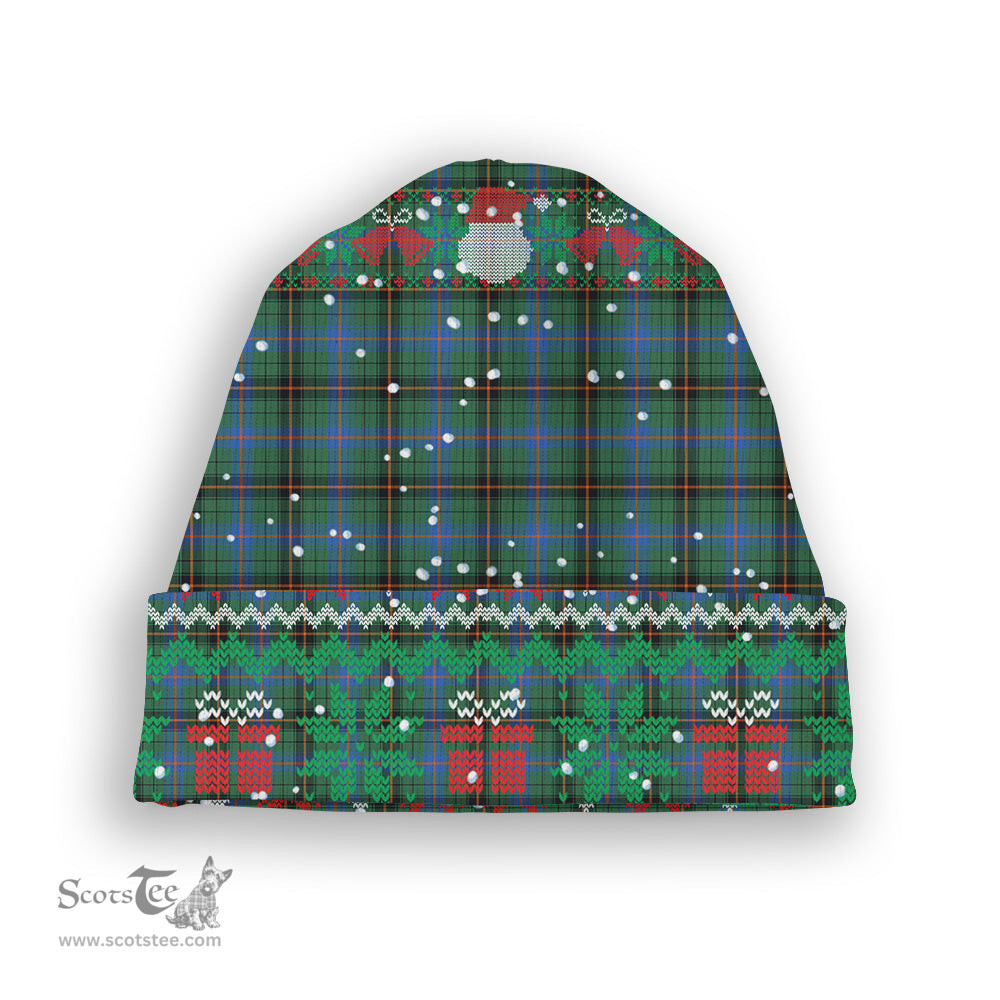 ScotsTee Shop Scottish Davidson Ancient Tartan Plaid Christmas Deer Snowman Snowflake Bell Knit Beanie
