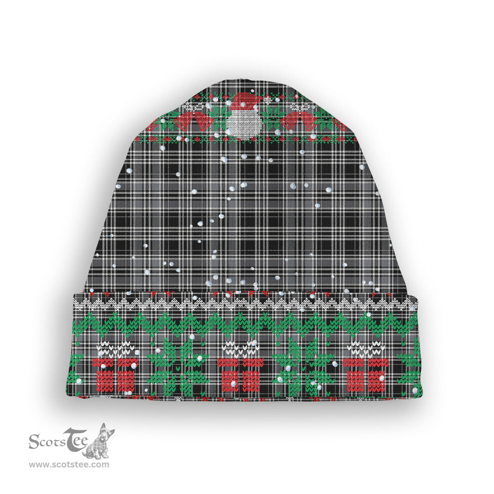 ScotsTee Shop Scottish Drummond Grey Modern Tartan Plaid Christmas Deer Snowman Snowflake Bell Knit Beanie