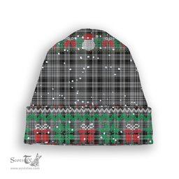ScotsTee Shop Scottish Drummond Grey Modern Tartan Plaid Christmas Deer Snowman Snowflake Bell Knit Beanie