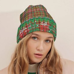 ScotsTee Shop Scottish Drummond of Strathallan Ancient Tartan Plaid Christmas Deer Snowman Snowflake Bell Knit Beanie
