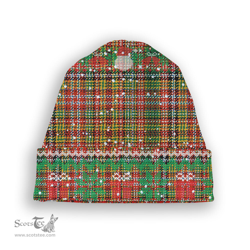 ScotsTee Shop Scottish Drummond of Strathallan Ancient Tartan Plaid Christmas Deer Snowman Snowflake Bell Knit Beanie