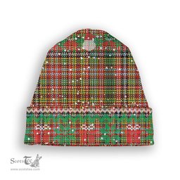 ScotsTee Shop Scottish Drummond of Strathallan Ancient Tartan Plaid Christmas Deer Snowman Snowflake Bell Knit Beanie