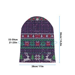 ScotsTee Shop Scottish Dundonald Tartan Plaid Christmas Deer Snowman Snowflake Bell Knit Beanie