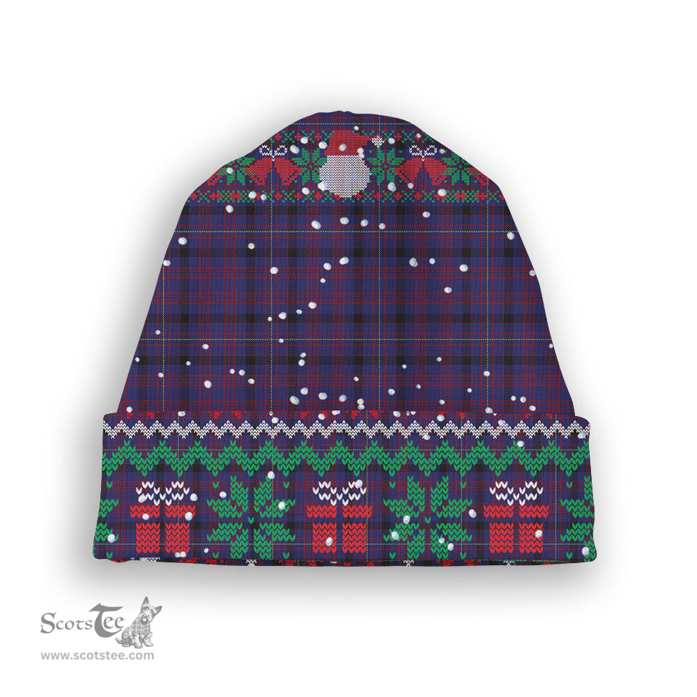 ScotsTee Shop Scottish Dundonald Tartan Plaid Christmas Deer Snowman Snowflake Bell Knit Beanie