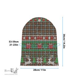 ScotsTee Shop Scottish Fergusson Weathered Tartan Plaid Christmas Deer Snowman Snowflake Bell Knit Beanie