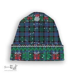 ScotsTee Shop Scottish Ferguson of Balquhidder Modern Tartan Plaid Christmas Deer Snowman Snowflake Bell Knit Beanie