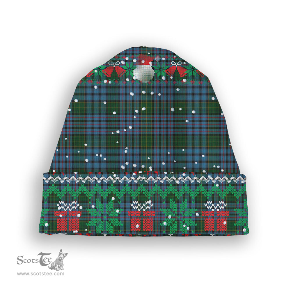 ScotsTee Shop Scottish Forsyth Tartan Plaid Christmas Deer Snowman Snowflake Bell Knit Beanie