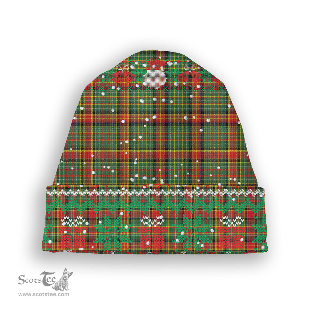 ScotsTee Shop Scottish Dalrymple of Castleton #2 Modern Tartan Plaid Christmas Deer Snowman Snowflake Bell Knit Beanie