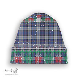 ScotsTee Shop Scottish Gillies Dress Blue Tartan Plaid Christmas Deer Snowman Snowflake Bell Knit Beanie