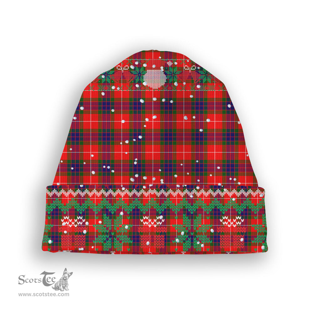 ScotsTee Shop Scottish Fraser Modern SC Tartan Plaid Christmas Deer Snowman Snowflake Bell Knit Beanie