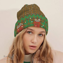 ScotsTee Shop Scottish Donachie of Brockloch Ancient Hunting Tartan Plaid Christmas Deer Snowman Snowflake Bell Knit Beanie