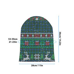 ScotsTee Shop Scottish Donegal County Tartan Plaid Christmas Deer Snowman Snowflake Bell Knit Beanie
