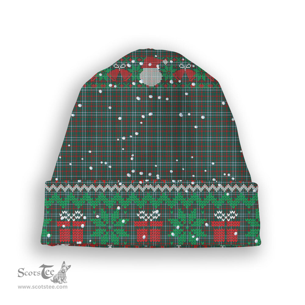 ScotsTee Shop Scottish Dundee Green Tartan Plaid Christmas Deer Snowman Snowflake Bell Knit Beanie