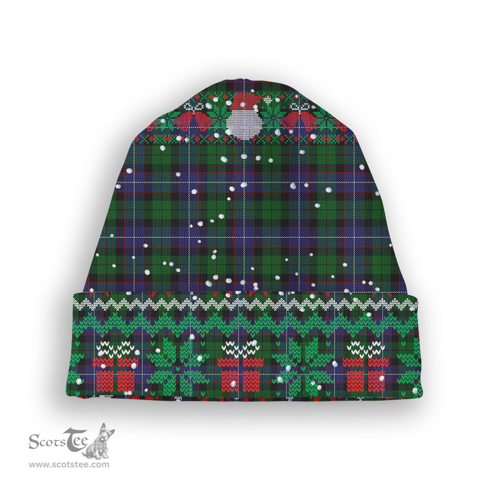 ScotsTee Shop Scottish Galbraith Tartan Plaid Christmas Deer Snowman Snowflake Bell Knit Beanie