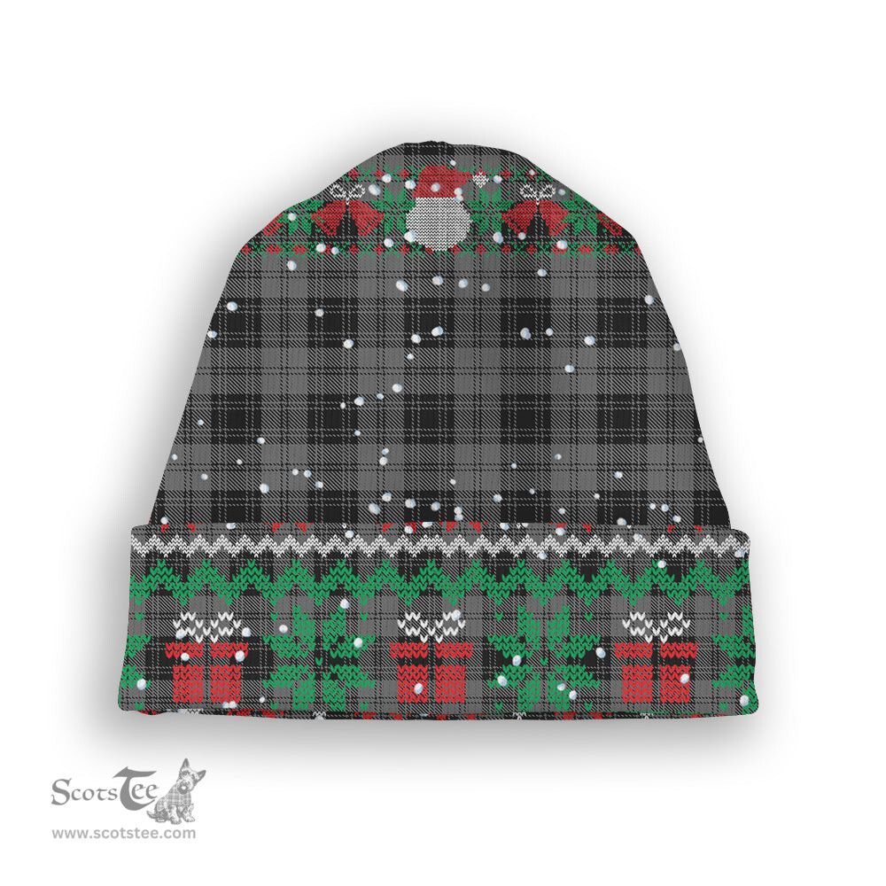 ScotsTee Shop Scottish Douglas Grey Tartan Plaid Christmas Deer Snowman Snowflake Bell Knit Beanie
