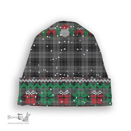 ScotsTee Shop Scottish Douglas Grey Tartan Plaid Christmas Deer Snowman Snowflake Bell Knit Beanie
