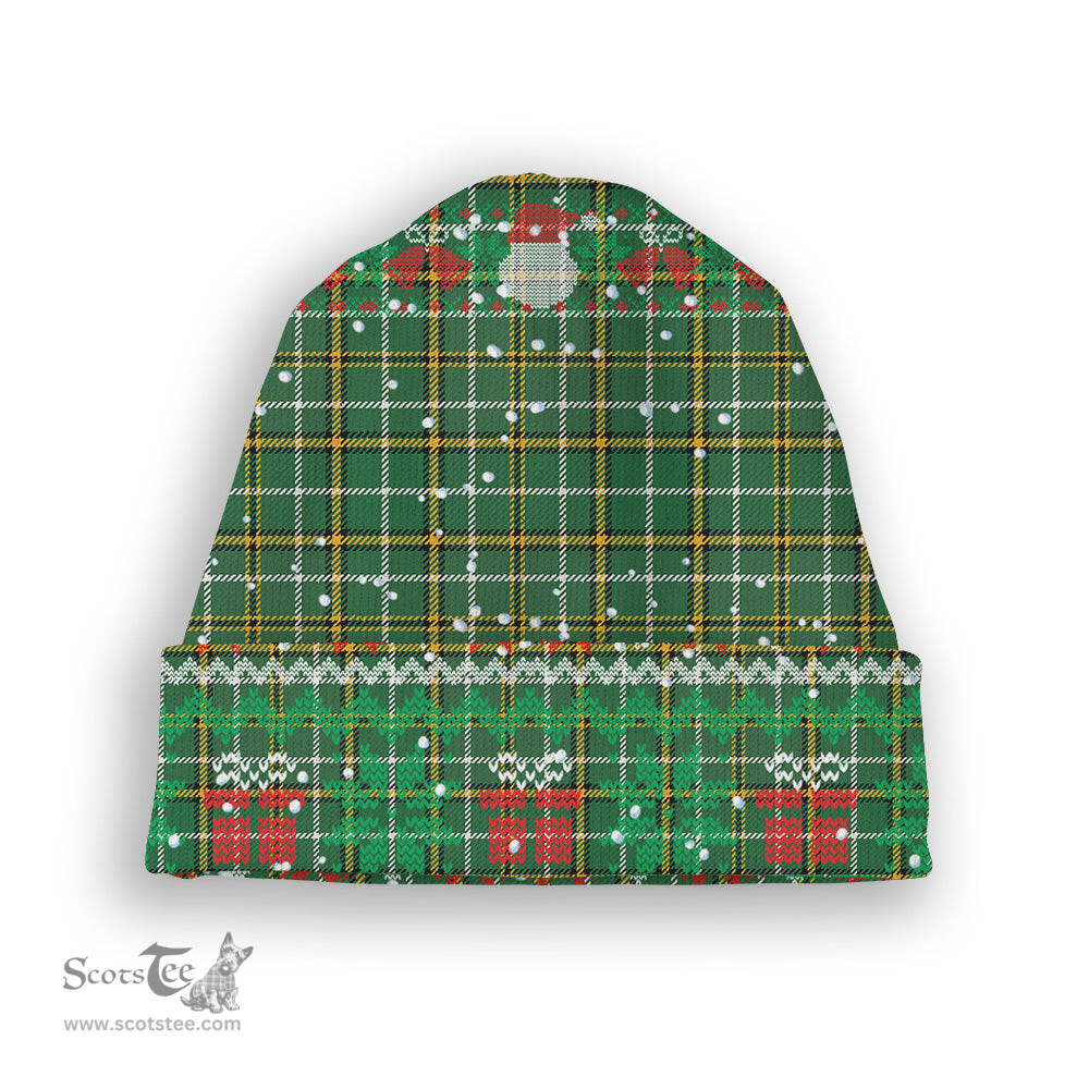 ScotsTee Shop Scottish Forrester Hunting Ancient Tartan Plaid Christmas Deer Snowman Snowflake Bell Knit Beanie