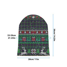 ScotsTee Shop Scottish Davidson Double Tartan Plaid Christmas Deer Snowman Snowflake Bell Knit Beanie