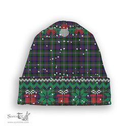 ScotsTee Shop Scottish Davidson Double Tartan Plaid Christmas Deer Snowman Snowflake Bell Knit Beanie