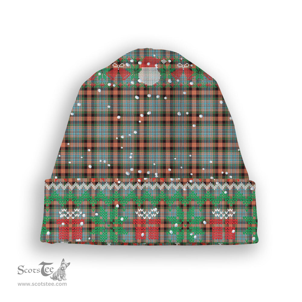 ScotsTee Shop Scottish Dundee 2003 Ancient Clan Tartan Plaid Christmas Deer Snowman Snowflake Bell Knit Beanie