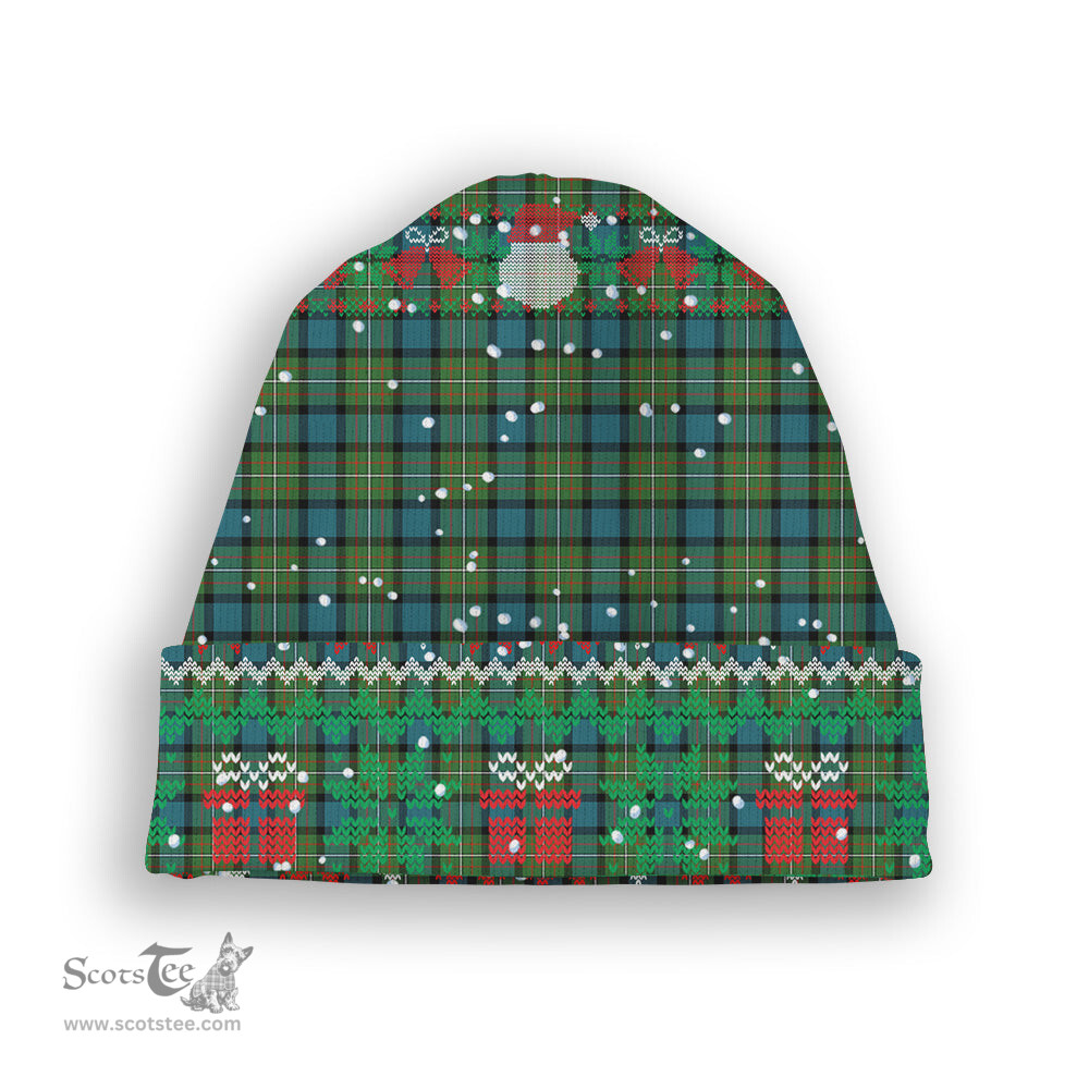 ScotsTee Shop Scottish Ferguson Ancient Clan Tartan Plaid Christmas Deer Snowman Snowflake Bell Knit Beanie