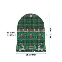 ScotsTee Shop Scottish Erskine Hunting Modern Tartan Plaid Christmas Deer Snowman Snowflake Bell Knit Beanie
