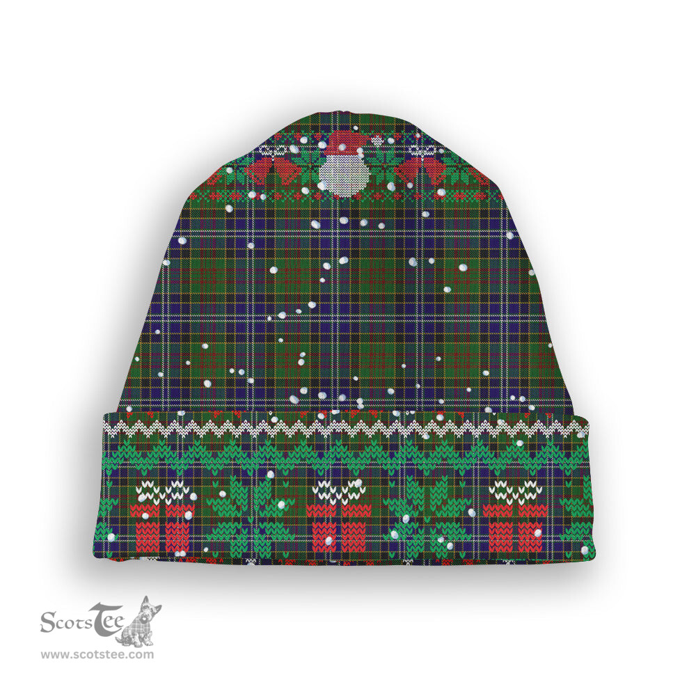 ScotsTee Shop Scottish Drennan Tartan Plaid Christmas Deer Snowman Snowflake Bell Knit Beanie