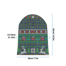 ScotsTee Shop Scottish Dalrymple M of Oxenfoord Tartan Plaid Christmas Deer Snowman Snowflake Bell Knit Beanie