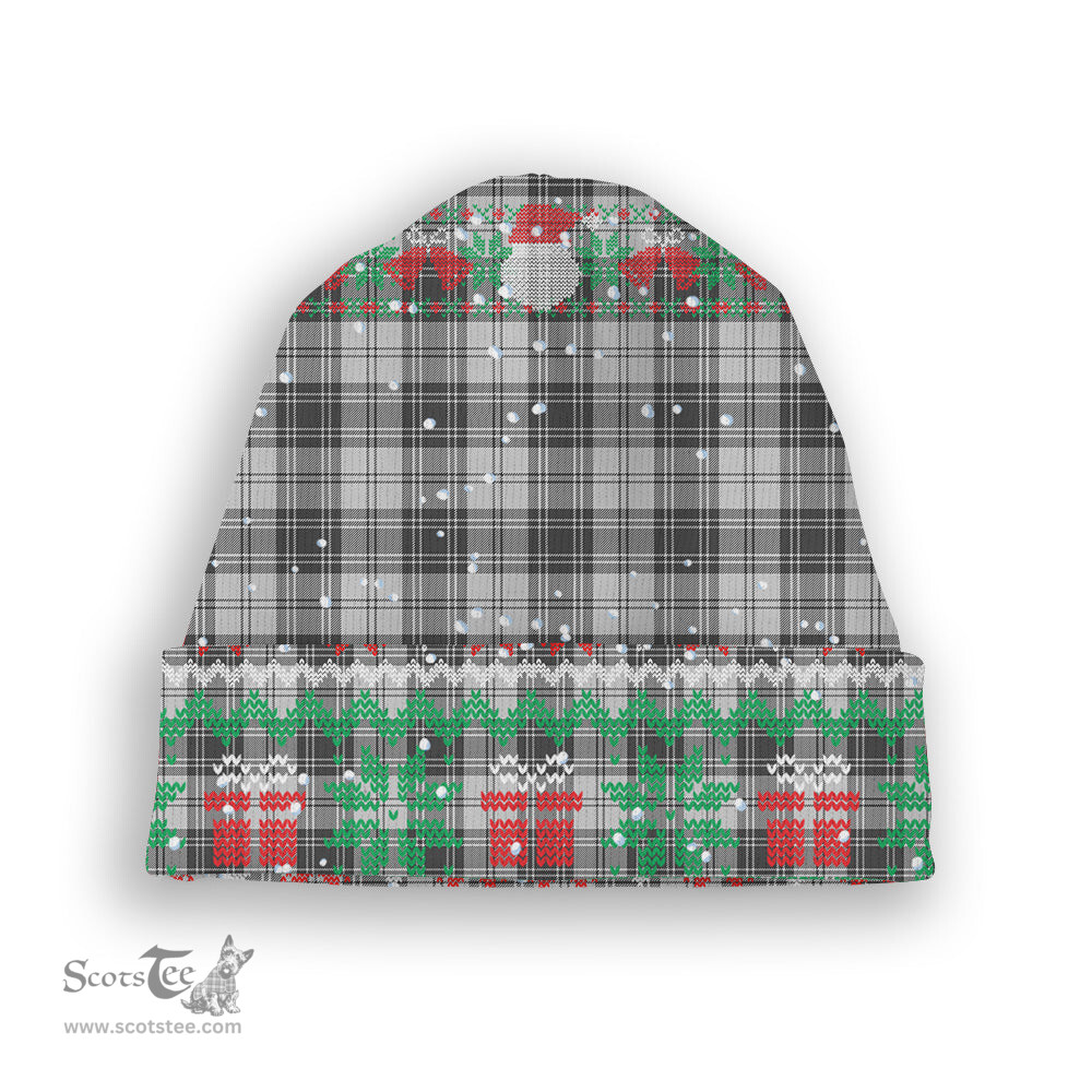 ScotsTee Shop Scottish Douglas Grey Modern Tartan Plaid Christmas Deer Snowman Snowflake Bell Knit Beanie